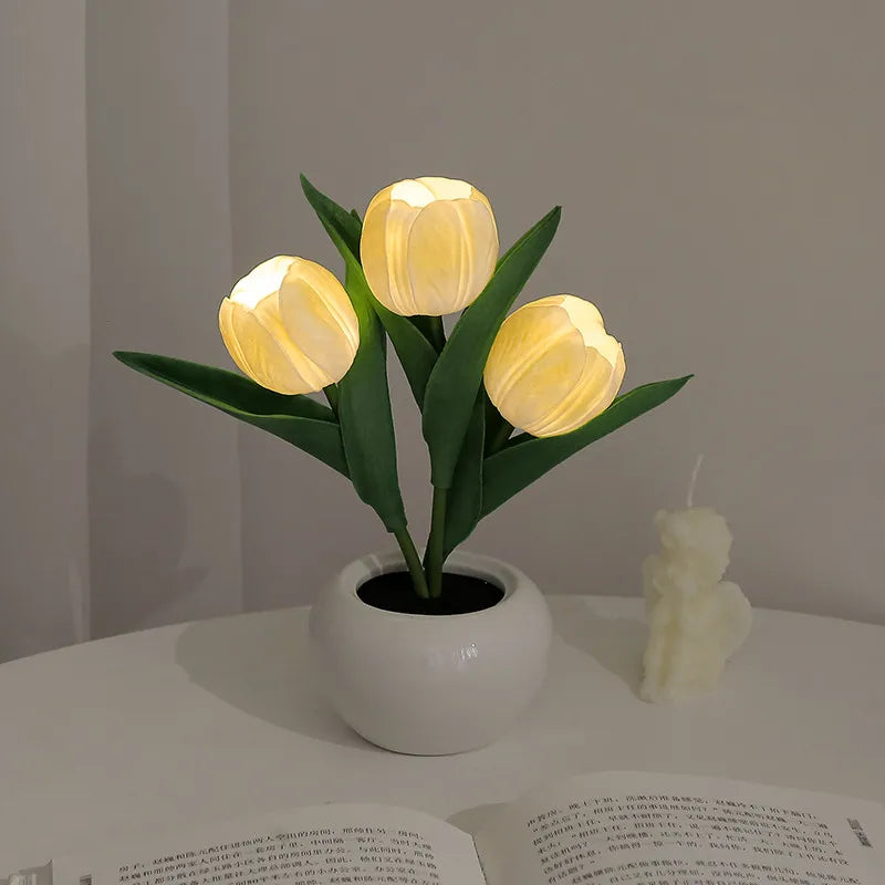 LED Tulip Lamp Night Simulation Flower Atmosphere Desk Light Room Table Decoration Lamp Gift for Girl friend