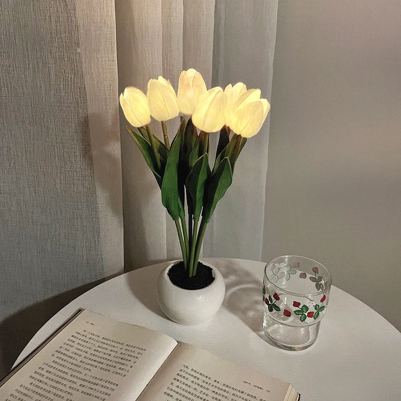 LED Tulip Lamp Night Simulation Flower Atmosphere Desk Light Room Table Decoration Lamp Gift for Girl friend